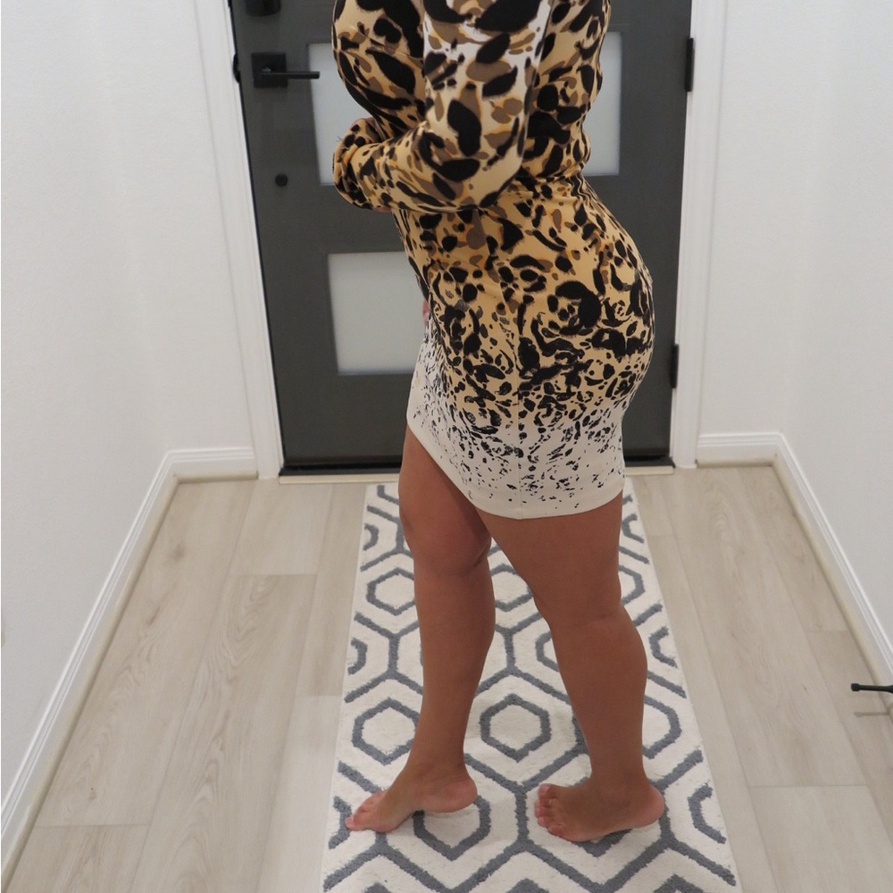 bebe Leopard Print Mini Dress - Black and Gold